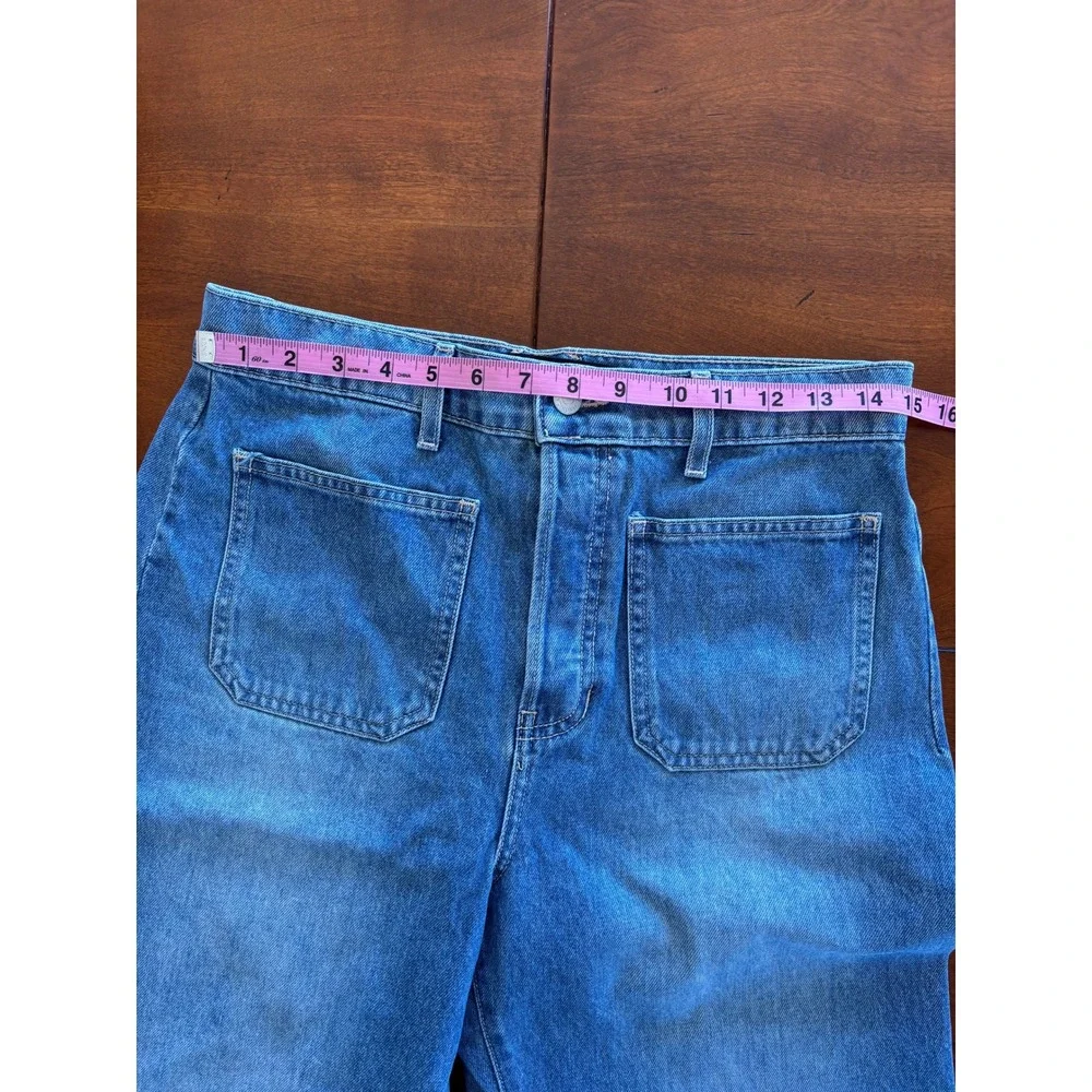 Veronica Beard Grant Wide Leg Extra High Rise Jeans Cape Wash 29 Patch Pocket LA - Picture 4 of 14